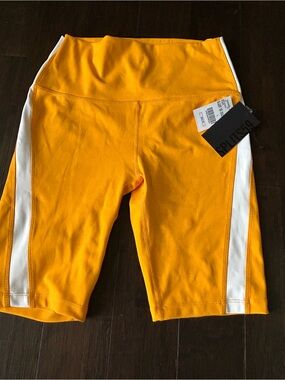 Splits59 Yellow Bike Shorts / stretchy tights with White Panels. New